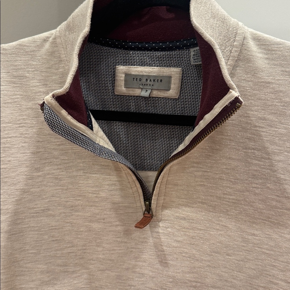 Men’s Ted Baker Light Beige 1/2 Zip-Up Sweater